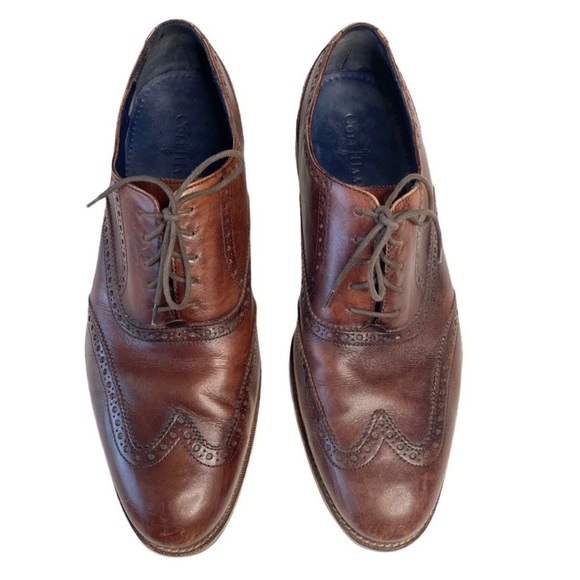 Cole Haan ✈︎ Madison Leather Wingtip Oxford Brogue Dress Shoe ✈︎ Mahogany Brown - Picture 2 of 16